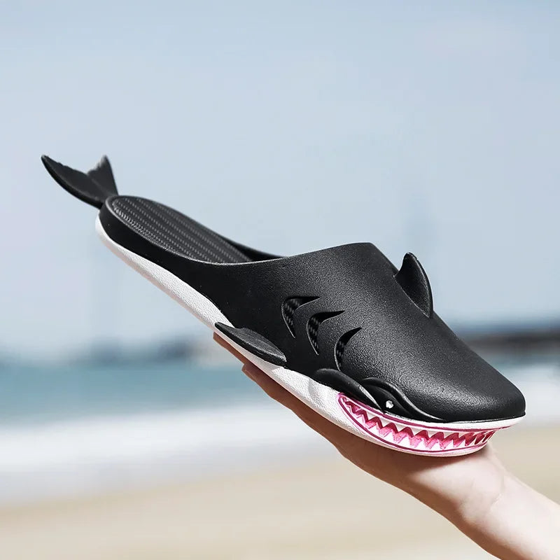 🟡 Chanclas de dibujos animados Unisex, sandalias de playa antideslizantes para exteriores tiburón