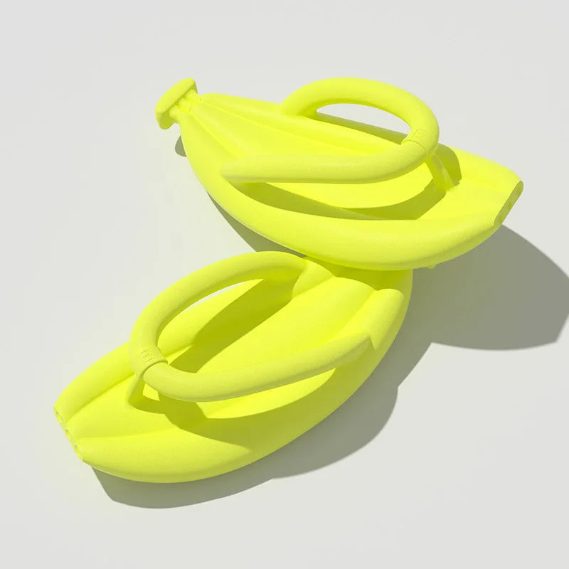 🟡 Chanclas con diseño de banano plátano para mujer y hombre, zapatillas novedosas de verano, sandalias antideslizantes con plataforma de suela gruesa, zapatos de baño y relajación