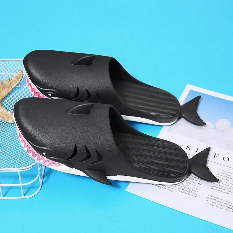 🟡 Chanclas de dibujos animados Unisex, sandalias de playa antideslizantes para exteriores tiburón