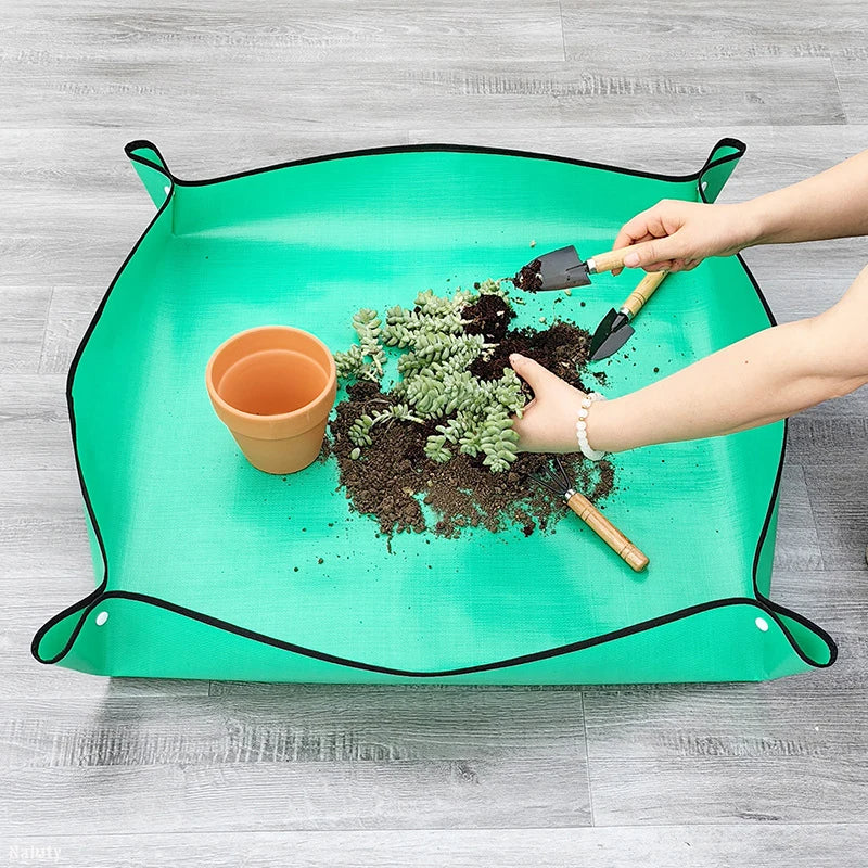 🟡 Estera de plantación plegable impermeable, estera de jardín, almohadilla para macetas, trasplante, mezcla de suelo, herramienta de poda de plantas