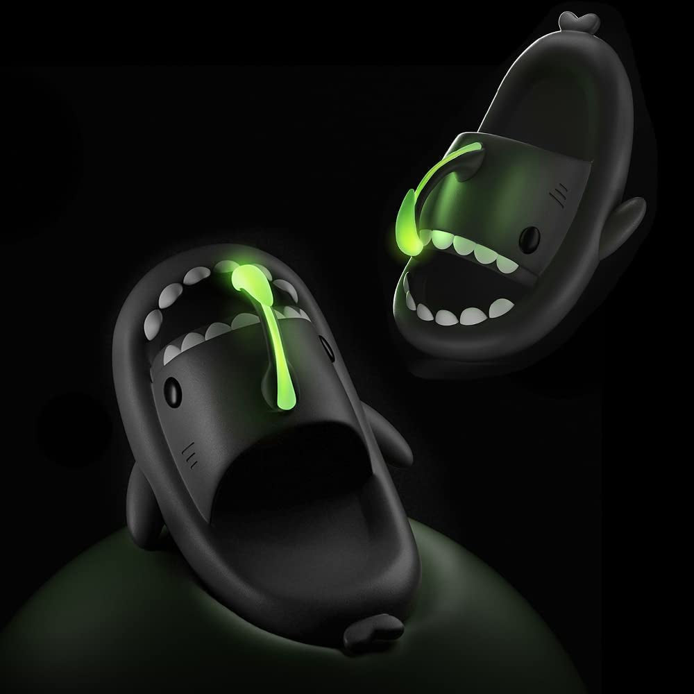 🟡 Chanclas de tiburón de suela gruesa de 4cm para mujeres y hombres, toboganes de playa para interiores, lindas sandalias de calle de verano para parejas con linterna brillante nocturna