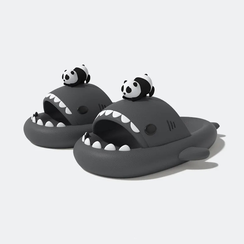 🟡 Chanclas de tiburón de suela gruesa de 4cm para mujeres y hombres, toboganes de playa para interiores, lindas sandalias de calle de verano para parejas con linterna brillante nocturna