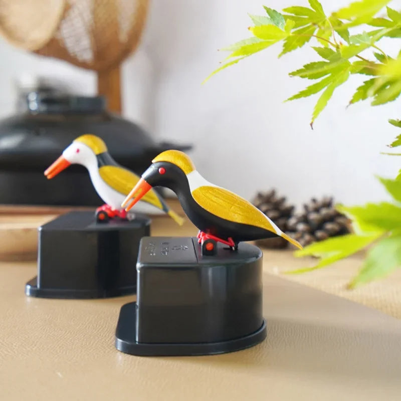 🟡 Contenedor de palillos de dientes con forma de pájaro, dispensador automático de palillos de dientes, soporte para palillos de dientes, decoración del hogar, accesorios de mesa, cocina y restaurante