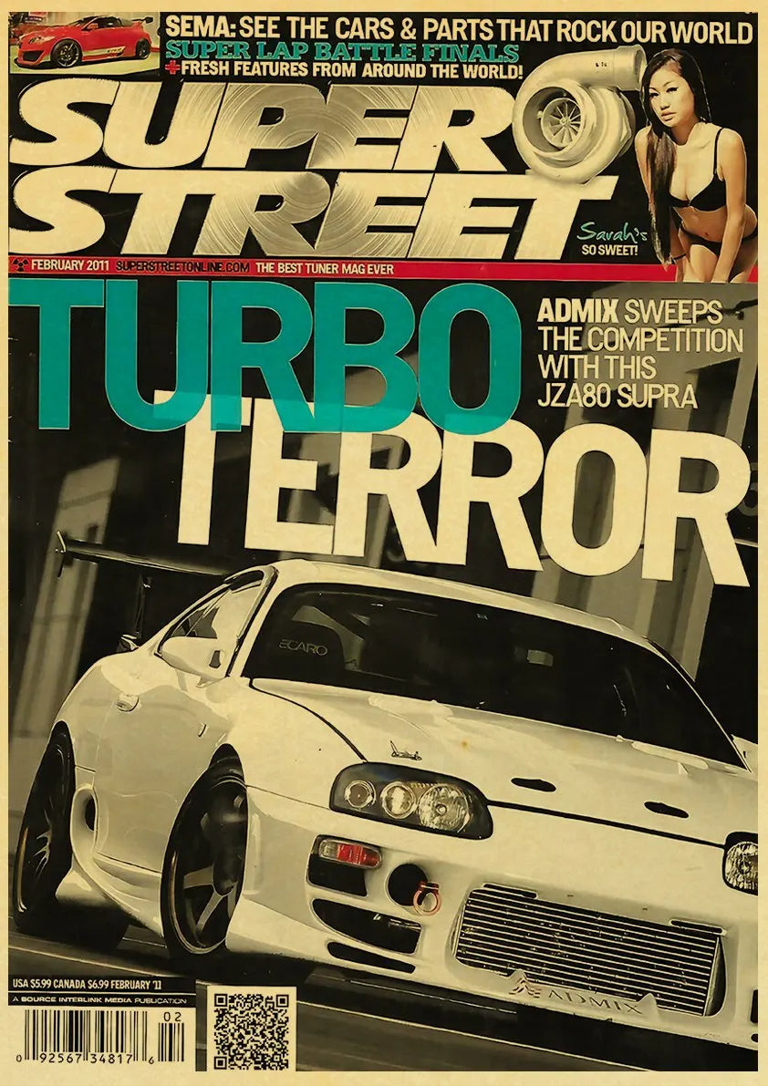 🟡 Coches de Japón retrofit carreras Retro 90s cartel pared tabla impresiones carteles hogar sala de estar decoración pintura de pared sin marco
