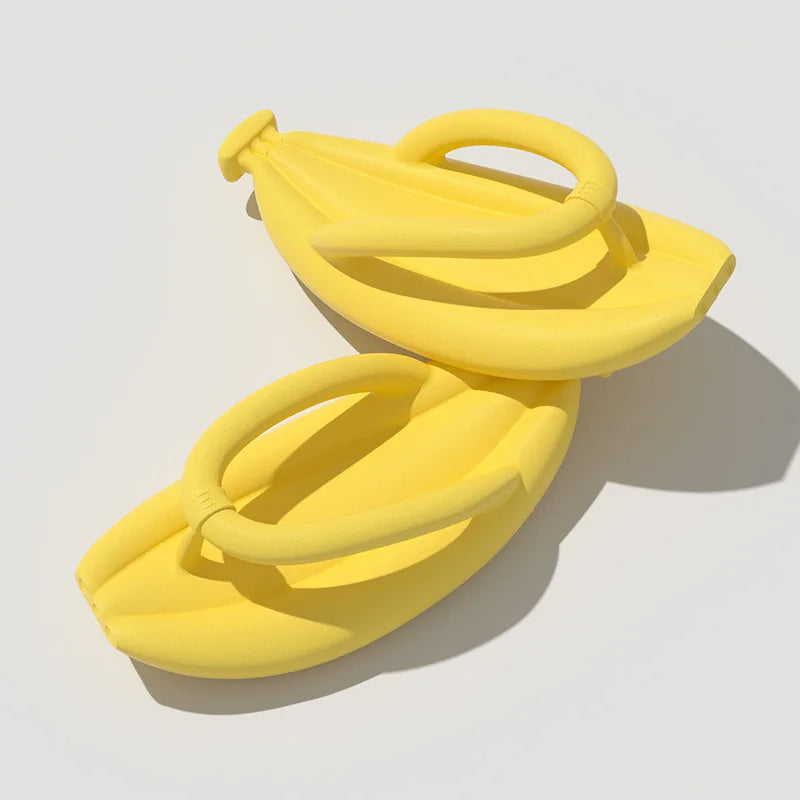 🟡 Chanclas con diseño de banano plátano para mujer y hombre, zapatillas novedosas de verano, sandalias antideslizantes con plataforma de suela gruesa, zapatos de baño y relajación