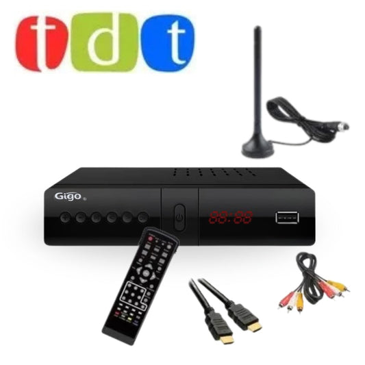 Decodificador TDT Receptor + Antena TV CRT (de cola), Plasma, LCD o LED