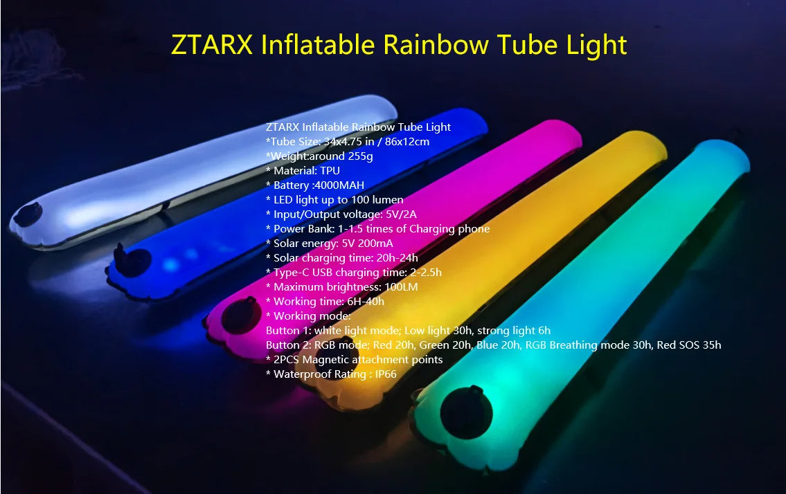 🟡 Luz LED inflable Solar, linterna magnética impermeable, iluminación portátil Flexible y ligera para acampar al aire libre o interiores