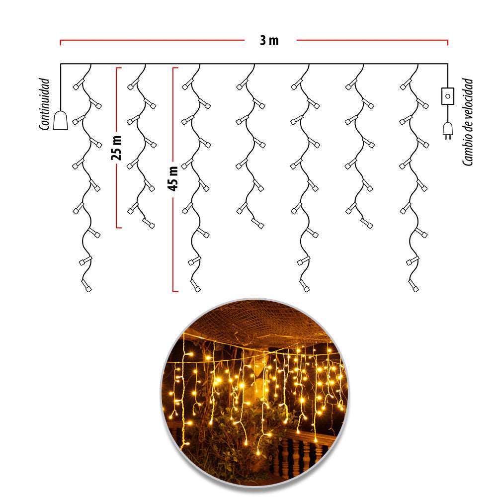 Cortina Led Intercalada 3Mts Navidad 100 led