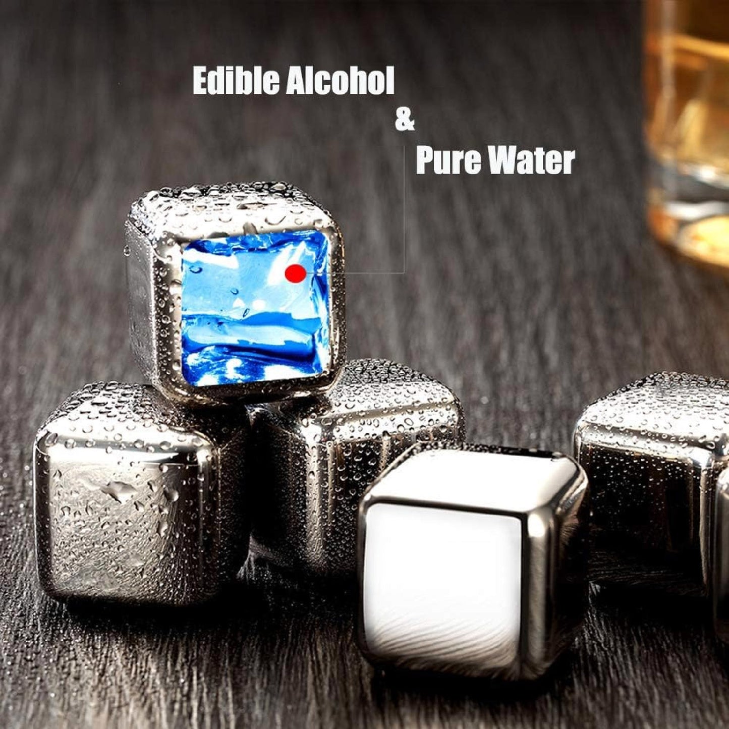Set X8 Cubos Hielo Reutilizables Acero + Pinzas