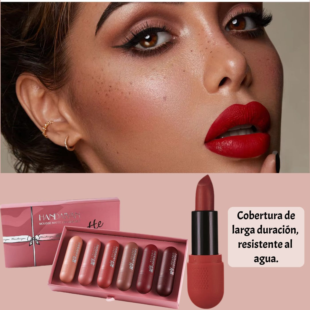Labial Mate Larga Duración X6 unidades en bala