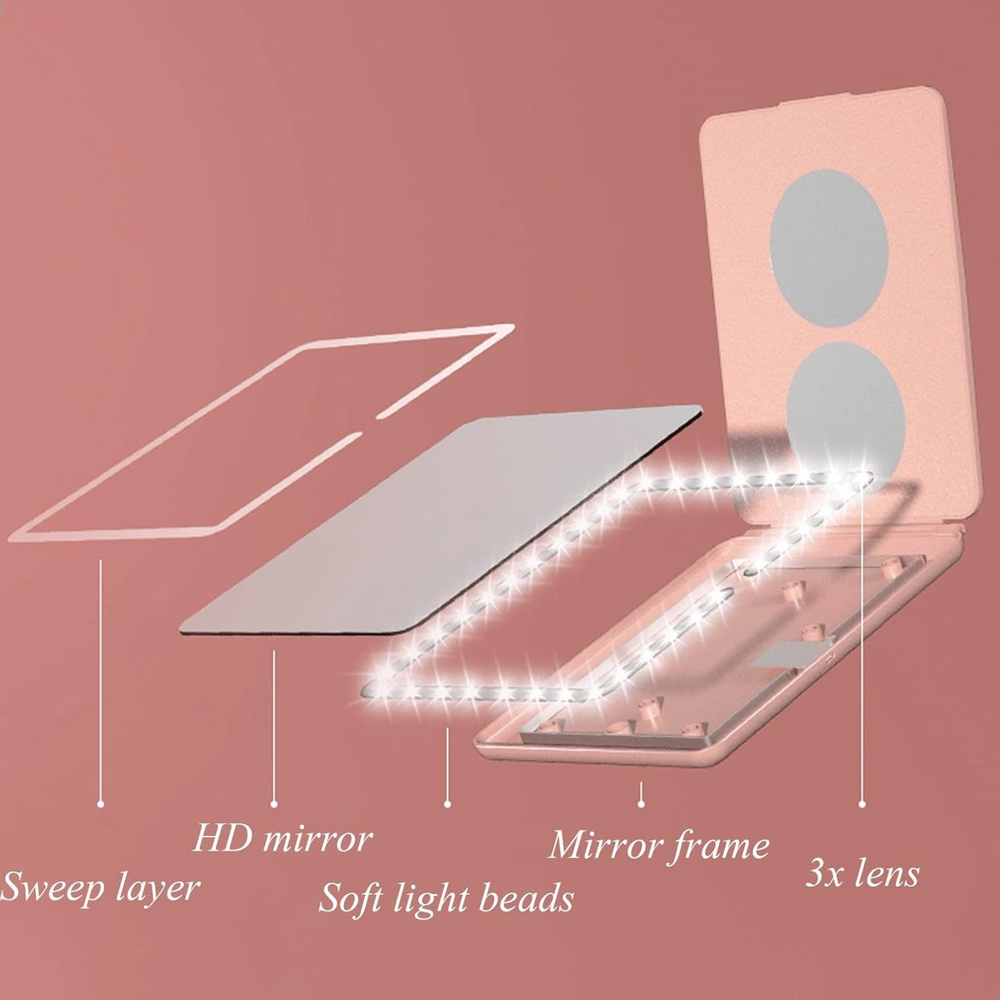 Espejo maquillaje luz led táctil