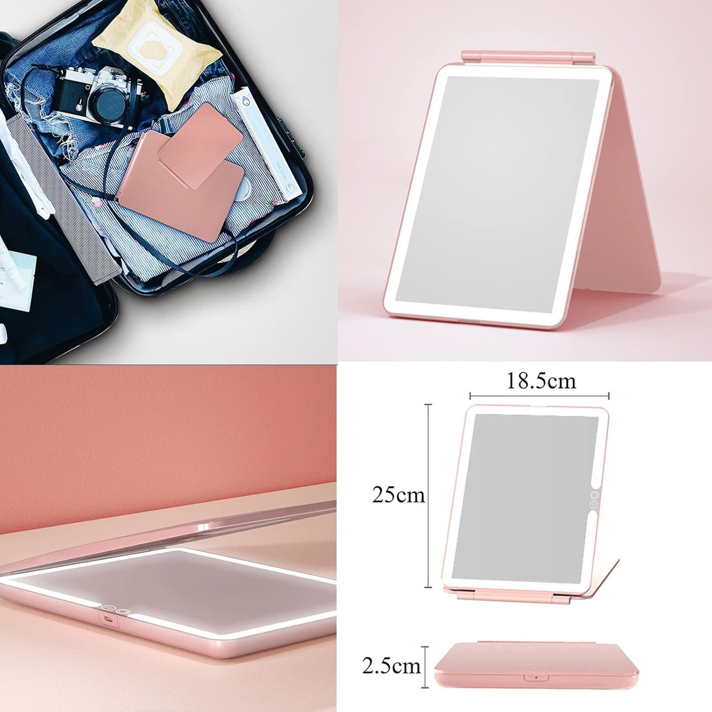 Espejo maquillaje luz led táctil