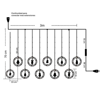 Cortina Led Intercalada 3Mts Navidad