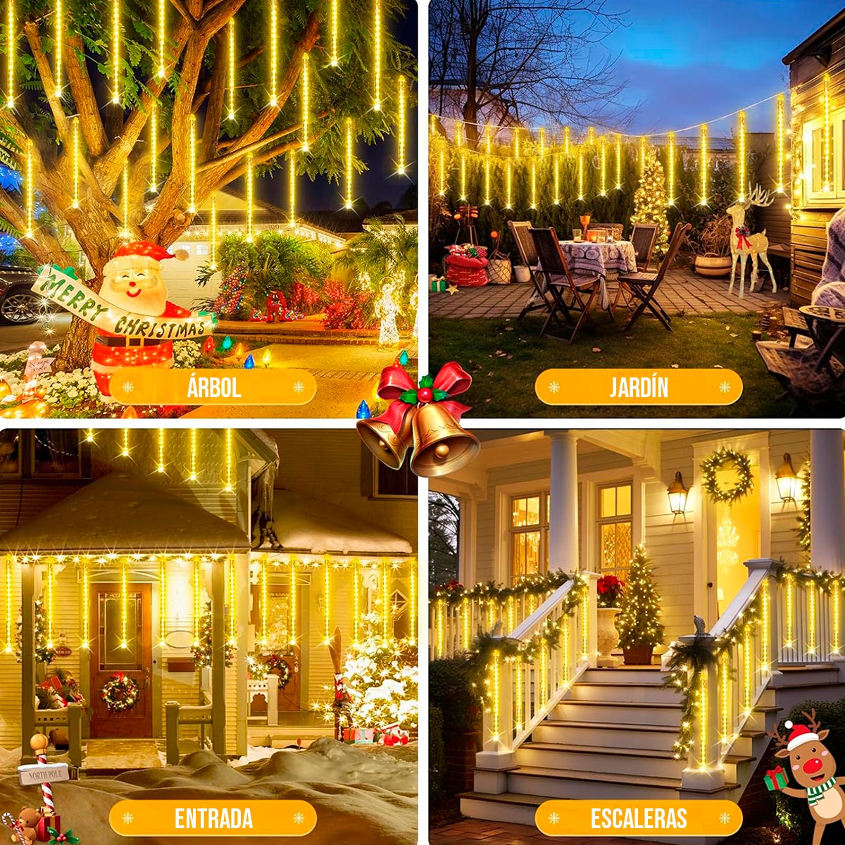 Luces Led Meteoro Solares Navidad 3 Mts