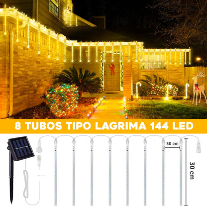 Luces Led Meteoro Solares Navidad 3 Mts