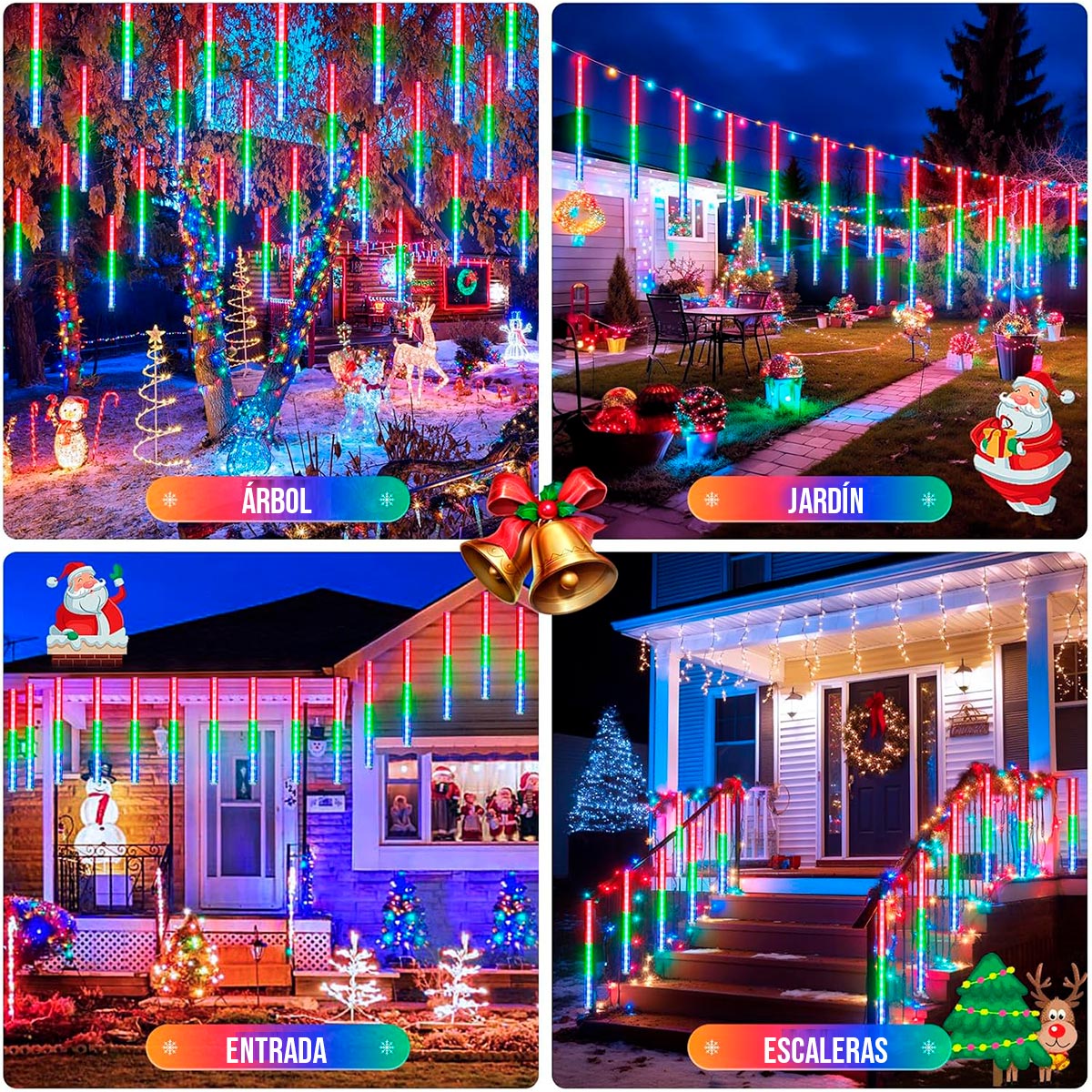 Luces Led Meteoro Solares Navidad 3 Mts