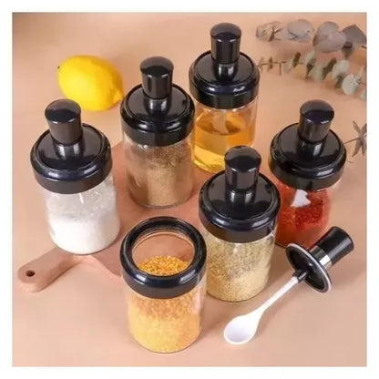 Set Especieros Condimentero Acrílico Con Base Giratoria x6