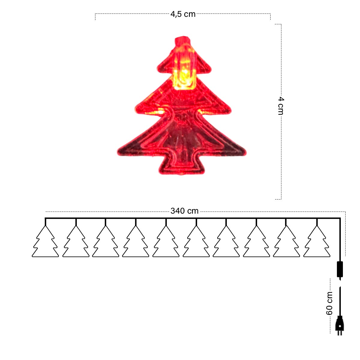 Luz Led 4 Mts Navidad Árboles