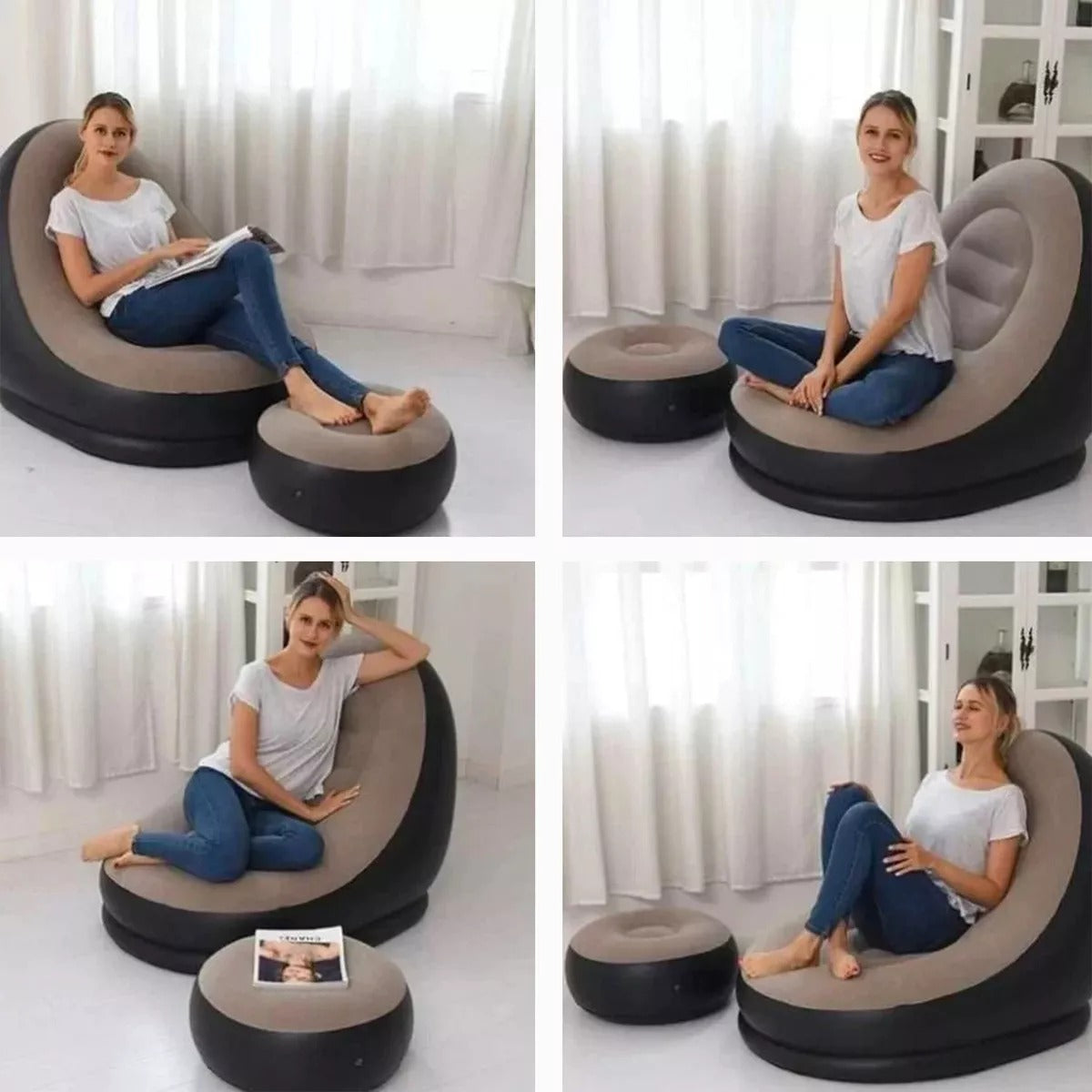 Sillón inflables Reclinable + Puff