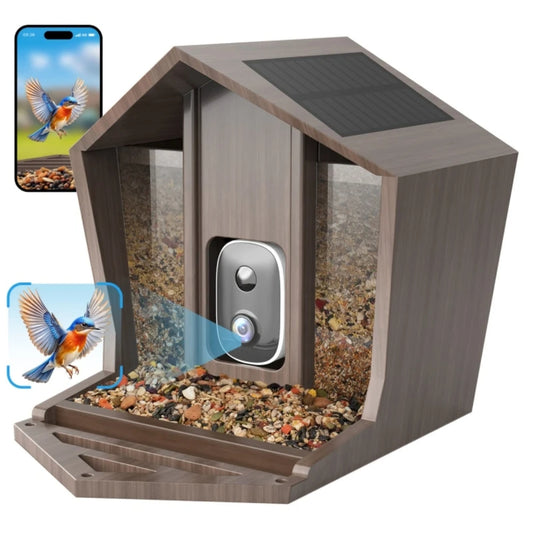 🟡 Alimentador de pájaros inteligente HD de 2,5 K, cámara WIFI con energía Solar, identificación de IA, captura automática de pájaros