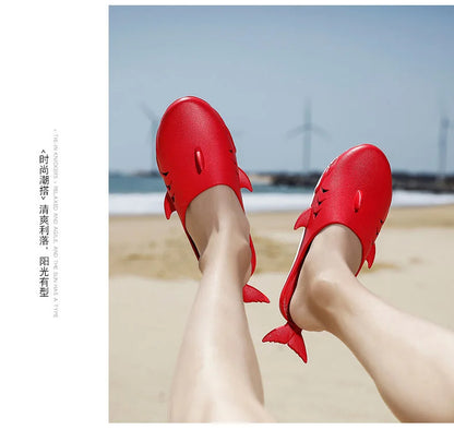 🟡 Chanclas de dibujos animados Unisex, sandalias de playa antideslizantes para exteriores tiburón