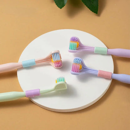 🟡 3 Unidades de Cepillo de dientes de seguridad para el cuidado bucal niños, adultos y mascotas, limpiador de salud bucal, pelo suave de tres lados, cerdas suaves ultrafinas para adultos