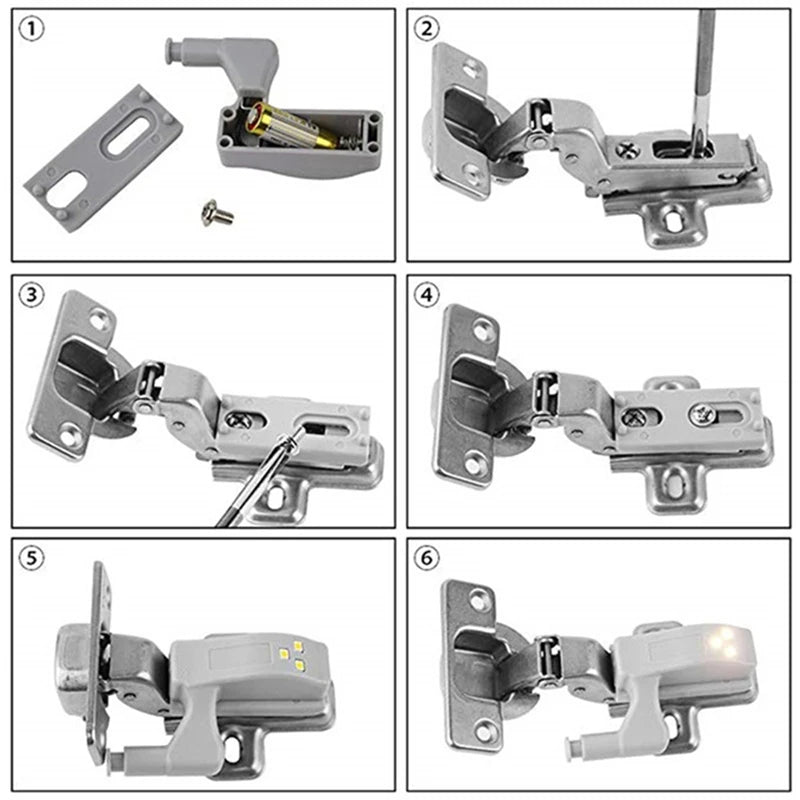 🟡 10 unidades de Luz LED con sensor de movimiento para armario, puertas y bisagras de alacenas de cocina