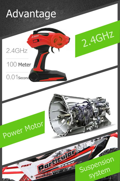 🟡 Coche teledirigido 4WD todoterreno 4x4, coches de Control remoto, Radio, Buggy, camión de carreras, deriva con luces Led, juguetes de regalo para niños y niñas