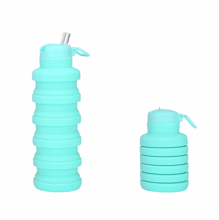 Botella de agua plegable con pitillo
