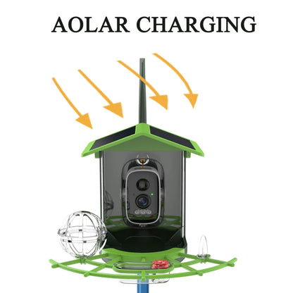 🟡 Cámara alimentadora de pájaros 4MP 2K HD captura de vídeo para pájaros WiFi batería de cámara alimentada por energía Solar con Panel Solar, alertas instantáneas, observación de aves visitantes silvestres