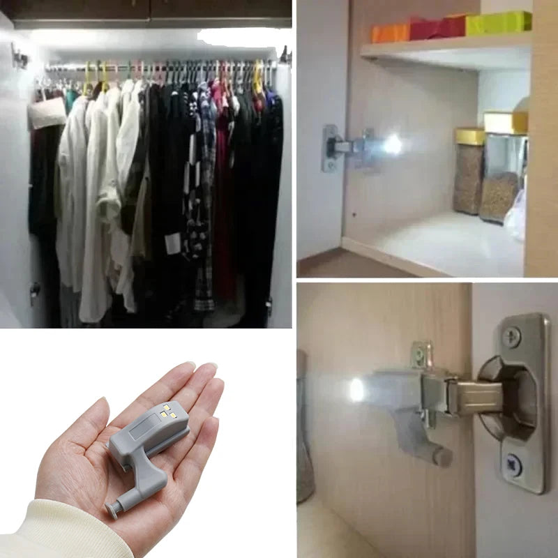 🟡 10 unidades de Luz LED con sensor de movimiento para armario, puertas y bisagras de alacenas de cocina