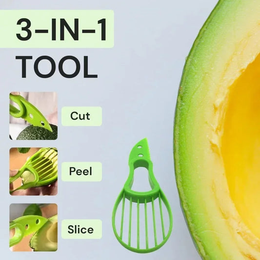 🟡 Rebanador de aguacate 3 en 1  pelador de frutas, cortador, separador de pulpa, cuchillo de plástico, herramientas de cocina para verduras, utensilios de cocina