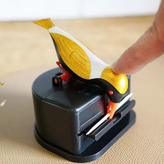 🟡 Contenedor de palillos de dientes con forma de pájaro, dispensador automático de palillos de dientes, soporte para palillos de dientes, decoración del hogar, accesorios de mesa, cocina y restaurante