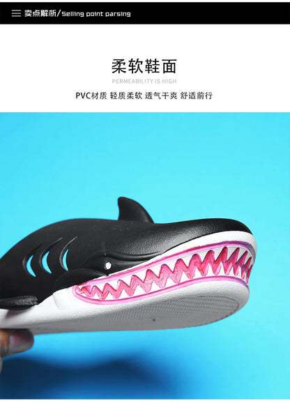 🟡 Chanclas de dibujos animados Unisex, sandalias de playa antideslizantes para exteriores tiburón