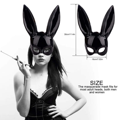 Máscara Conejo Negro Mujer Sexy Media Cara Halloween Accesorio Disfraz