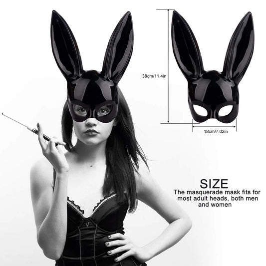 Máscara Conejo Negro Mujer Sexy Media Cara Halloween Accesorio Disfraz