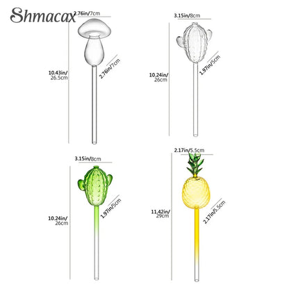 🟡 Alimentador de agua de plantas de vidrio, dispositivos de autorriego automáticos de dibujos animados, sistema de riego por goteo, herramientas de riego para el hogar