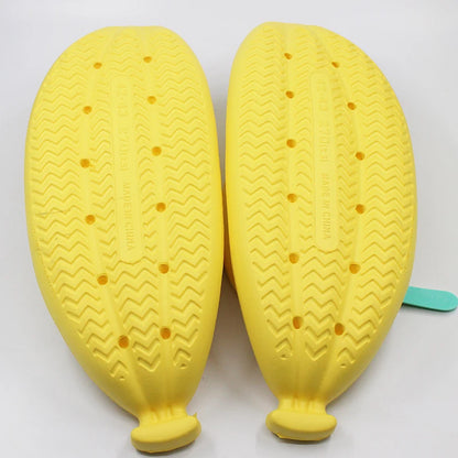 🟡 Chanclas con diseño de banano plátano para mujer y hombre, zapatillas novedosas de verano, sandalias antideslizantes con plataforma de suela gruesa, zapatos de baño y relajación