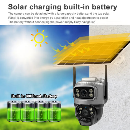 🟡 Cámara V380 de doble lente 4G, PIR Solar, detección humana, visión nocturna, vídeo de seguridad impermeable, cámara IP, Monitor CCTV con batería de 8MP 4K y ranura SIM 4G