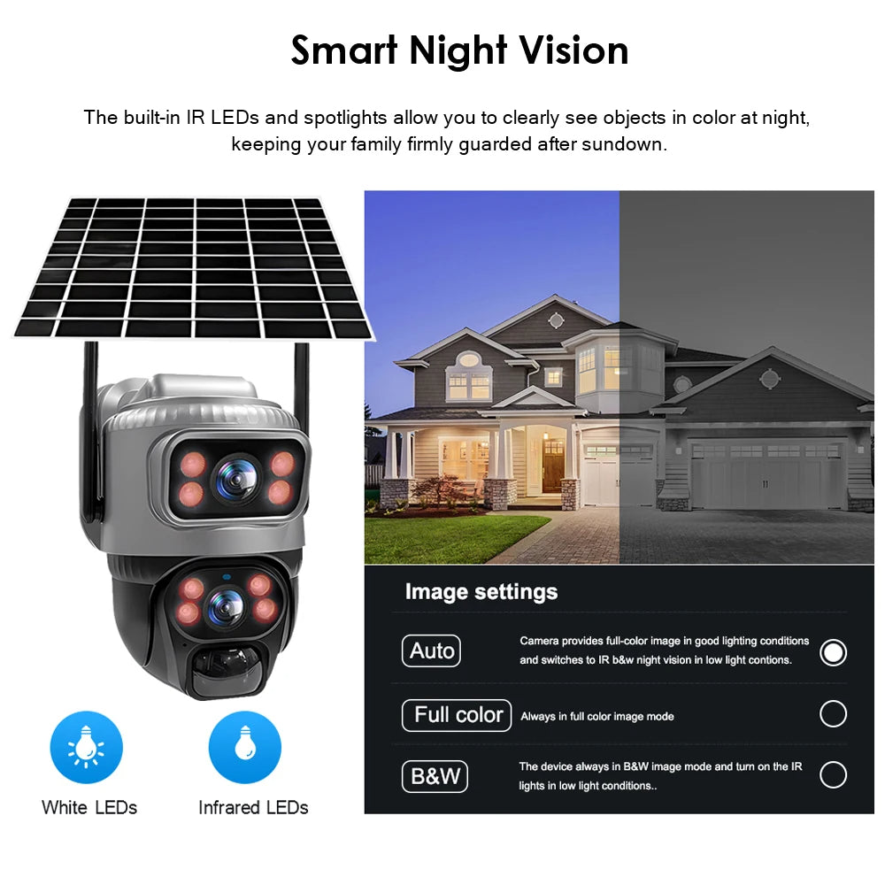 🟡 Cámara V380 de doble lente 4G, PIR Solar, detección humana, visión nocturna, vídeo de seguridad impermeable, cámara IP, Monitor CCTV con batería de 8MP 4K y ranura SIM 4G