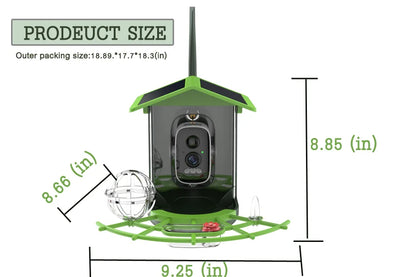 🟡 Cámara alimentadora de pájaros 4MP 2K HD captura de vídeo para pájaros WiFi batería de cámara alimentada por energía Solar con Panel Solar, alertas instantáneas, observación de aves visitantes silvestres