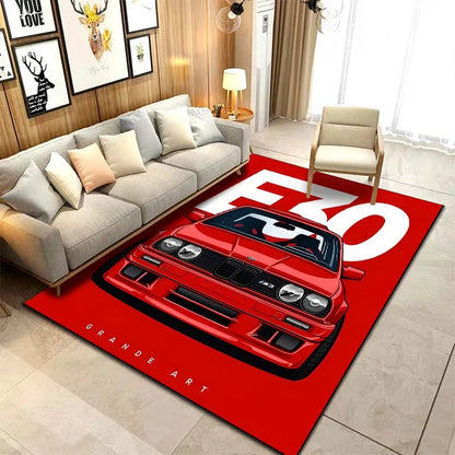 🟡Alfombra con diseño de coche clásico E30, alfombra para dormitorio, sala de estar, baño, alfombra creativa para puerta, alfombra para cueva de hombre, decoración del hogar