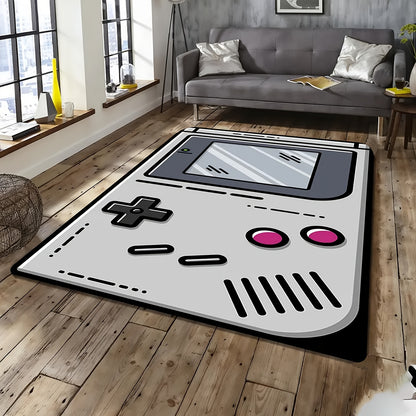 🟡1pc Alfombra de área suave antideslizante con diseño de consola de juegos retro, 480 g Kilogramo cuadrado, 1 cm de grosor, poliéster hecho a máquina, solo lavado a mano, alfombra rectangular para sala de estar, decoración de cocina