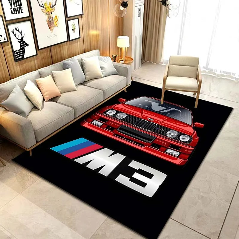🟡Alfombra con diseño de coche clásico E30, alfombra para dormitorio, sala de estar, baño, alfombra creativa para puerta, alfombra para cueva de hombre, decoración del hogar
