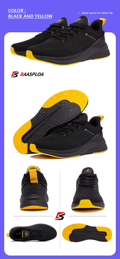 🟡 Tenis para correr ligeras para hombre, zapatillas informales de malla de diseñador con cordones, tenis para deportes al aire libre y gimnasio