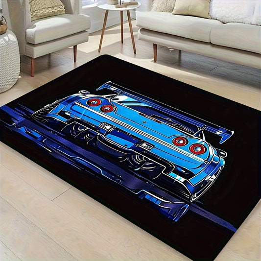 🟡Alfombra con Diseño de Coche de Dibujos Animados de 1 Pieza - Gruesa, Duradera y Lavable a Máquina, Tapete de Poliéster con Base Antideslizante para Sala de Estar, Dormitorio, Cocina y Lavandería