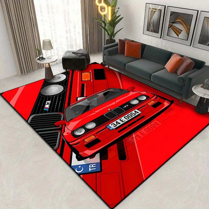 🟡Alfombra con diseño de coche clásico E30, alfombra para dormitorio, sala de estar, baño, alfombra creativa para puerta, alfombra para cueva de hombre, decoración del hogar