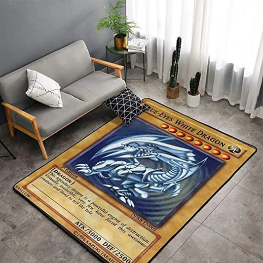 🟡Alfombra de dragón blanco de ojos azules para sala de estar, antideslizante, para dormitorio, mesita de noche, sofá, mesa, alfombra suave y grande para decoración del hogar