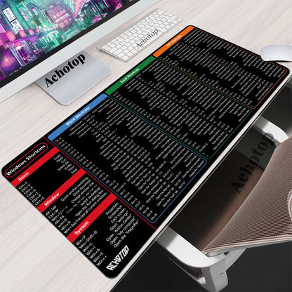 🟡 Alfombrilla Pad Mouse  con atajos de excel word y power point, alfombrilla grande extendida para escritorio de ordenador de oficina, alfombrilla grande para teclado con borde cosido, Base antideslizante