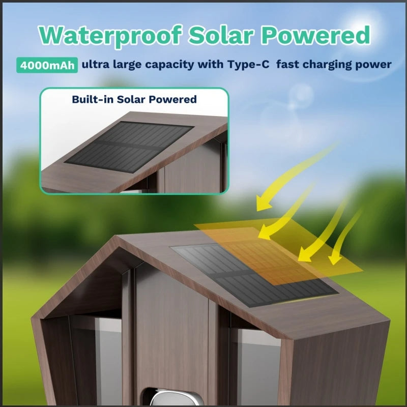 🟡 Alimentador de pájaros inteligente HD cámara WIFI con energía Solar